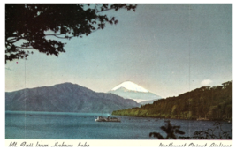 Northwest Orient Airlines NWA Mt Fuji from Hakone Lake Airline Issued Postcard - £7.88 GBP