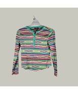 Chaps Girls Shirt Petite Medium Kids Classics Green Striped Pattern - £11.61 GBP
