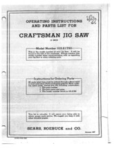 1947 Craftsman 103.21790  or Dunlap 12&quot; Jig Saw Instructions - $20.24