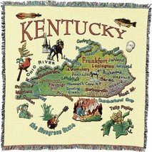State Of Kentucky Lap Sq.Are Blanket, A Woven Cotton Gift Tapestry Blanket Throw - £61.30 GBP