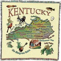 State Of Kentucky Lap Sq.Are Blanket, A Woven Cotton Gift Tapestry Blanket Throw - $64.97