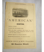1872 Two Sided Boston Ads American Hotel &amp; Revere House - $12.32 CAD