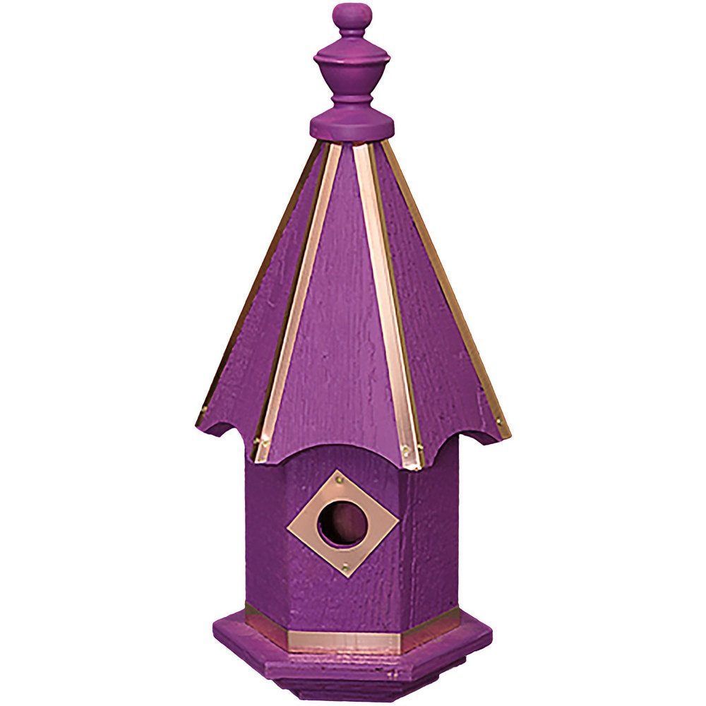BLUEBIRD BIRDHOUSE - Bright Purple with Copper Trim & Accents Amish Handmade USA - £118.48 GBP