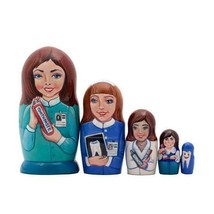 Ms Dentist Dental Hygienist Gift Russian Wooden Nesting Doll Set 5 pc La... - £30.89 GBP
