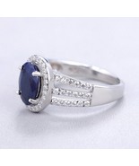 Certified Blue sapphire Gemstone Ring/925 Sterling Silver Gold Plated/Vi... - £78.63 GBP