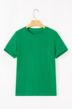 Bright Green Casual Plain Crew Neck Tee - $10.99