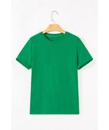 Bright Green Casual Plain Crew Neck Tee - $15.18 CAD