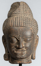 Antico Khmer Stile Nero Beige Yaksha &amp; Yakshaswaroop Shiva Testa - 47cm/48.3cm - £2,893.08 GBP