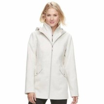 Womens Jacket Details White Hooded Zip Up Lined Heavy Winter Coat $150-s... - $74.25