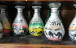 colored art sand bottle Glass from Jordan traditional souvenir M size pe... - $37.00