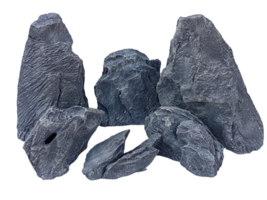 6 Piece Gray Artificial Rock Set for Aquarium Fish Reptile Tank, Aquascape Set - $144.49