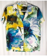 Jams World Womens M Shirt Top Watercolor Floral Rayon Tropical Belle Fleur - £28.80 GBP