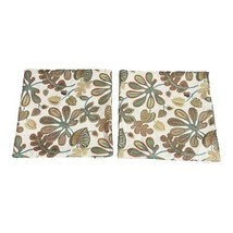 Mika Home Floral Jacquard Pillow Cover Set Of 2 Cream Taupe 20&quot; Hidden Zipper - £29.40 GBP