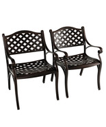 Cast Aluminum Patio Chairs Set of 2 Dining Chairs with Armrests Diamond ... - $290.49