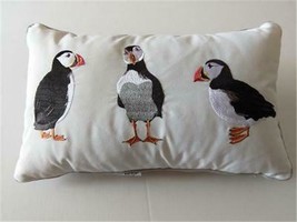 Puffin Bird Lumbar Throw Pillow Cushion NWT Indoor Outdoor - £53.06 GBP