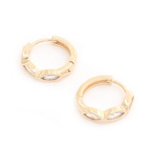 New Marquise Cz 14k Gold Dipped Huggie Earrings - $9.41