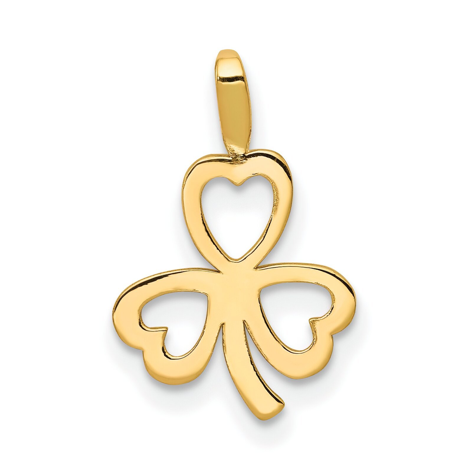 Primary image for 14K Gold Heart Clover Charm Pendant Jewelry 15mm x 10mm