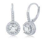 Round cz halo Women&#39;s Earrings .925 Silver 280108 - $89.00