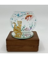 Vintage Retired 2001 Glass Baron Tabby Cat &amp; Fish Bowl EM3 1002 - $20.00