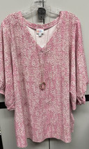 NWT Lularoe 2XL Pink &amp; White Speckled Renee Balloon Sleeved Shirt - £27.40 GBP