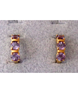 Gemstone Earrings Sterling Silver Gold Wash Hoop Possible Purple Violet ... - £31.57 GBP