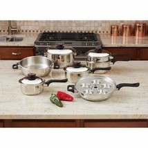 Waterless Stainless Cookware Maxam Pro 17 piece 7-Ply Stainless Steel Set - £333.53 GBP