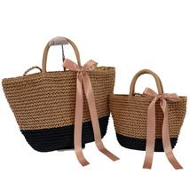 New Style Beach Straw Handbag HANDWOVEN, Inner lining Shoulder Medium #H... - £29.01 GBP