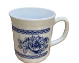 Arcopal Glenwood France Coffee Cups Mug White Blue Floral Milk Glass Vin... - $13.07