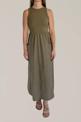 Grade &amp; Gather Cotton Jersey Mixed Media Maxi Dress Size L - $27.72