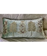 New Glitz Glimmer Beaded Embroidered Throw Pillow Christmas Tree Soft Gr... - $87.39 CAD