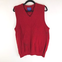 Pendleton Mens Sweater Vest Sleeveless V-Neck Lambs Wool Pullover Red M - $17.34