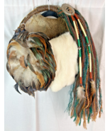Colorado Wall Hanging Handmade Woven Basket Skin, Leather, Fur, Feather ... - $74.25