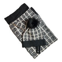 INC International Concepts Tweed Knit Hat &amp; Scarf Set Black New - £26.00 GBP