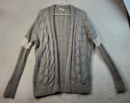 Hollister Cardigan Sweater Womens Medium Gray Knit Cotton Long Sleeve Open Front - £14.11 GBP