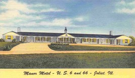 Manor Motel US Route 66 Highway Joliet Illinois linen postcard - £5.03 GBP