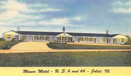 Manor Motel US Route 66 Highway Joliet Illinois linen postcard - £4.83 GBP