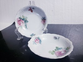 2 Hermann Ohme Germany 5 5/8&quot; Fruit Dessert Bowls Clarion Pink Roses ca.... - £13.97 GBP