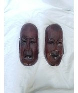 Vintage/antique Oriental Japanese(?)noh Happy/Sad theatre Wood Masks pai... - £67.26 GBP