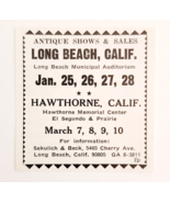 1967 Antique Show Long Beach Hawthorne Advertisement Sekulich &amp; Beck F13B - $368.02 MXN