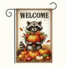 New Raccoon Pumpkins Autumn Fall Garden Flag 12&quot;X18&quot; Welcome Hanging - $5.93