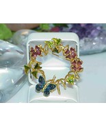 Vintage Enamel Dogwood Butterfly Leaf Wire Couture Pin High Karat Gold K... - $67.90 CAD