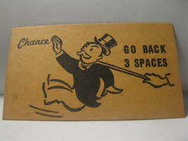 1952 Monopoly Popular Ed. Board Game Piece: Chance Card - Go Back 3 Spaces - £0.78 GBP