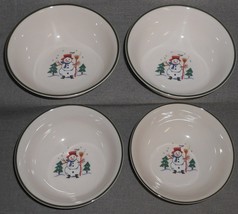 Set (4) Pfaltzgraff Snow Village Pattern Soup Or Cereal Bowls Chrstmas - Holiday - £25.28 GBP
