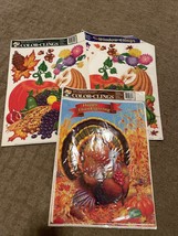 3 Classic Clings Thanksgiving Turkey  Window Decorations Vintage 2000, 2002 - £9.56 GBP