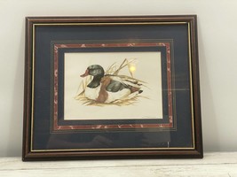 Vintage Mallard Wildlife Duck Joel Kirk Matted Framed Print Signed 17&quot;x14&quot; - $29.69