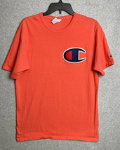 Champion Big C Embroidered Light Orange T-Shirt Men&#39;s LARGE READ - $9.24