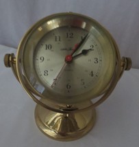 Seth Thomas SCHOONER Model 1044 Solid Brass Gimball Mtd Ships Clock Quartz Runs - £99.91 GBP