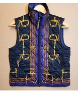 RALPH LAUREN black+purple equestrian horse bit PM vest quilted sleeveles... - £25.33 GBP