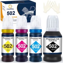 Compatible Ink Bottle Replacement For 502 T502 Refill Ink For Et-2760 Et-2750 Et - £15.71 GBP