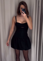 Zara Bnwt 2024. Black Balloon Mini Dress Straps. 2825/649 - £69.82 GBP